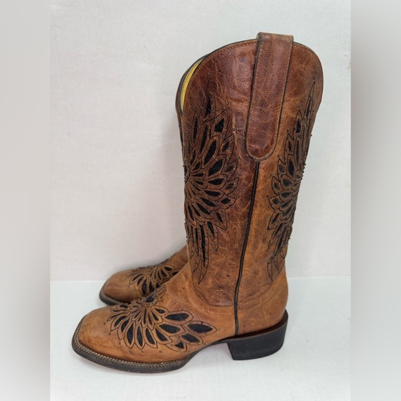 Cavender's Brown Leather Glitter Angel Wings Western Boots Size 8B. - Picture 8 of 12